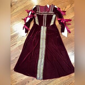 Girls 7/8 Burgundy Velvet Renaissance Dress Costume